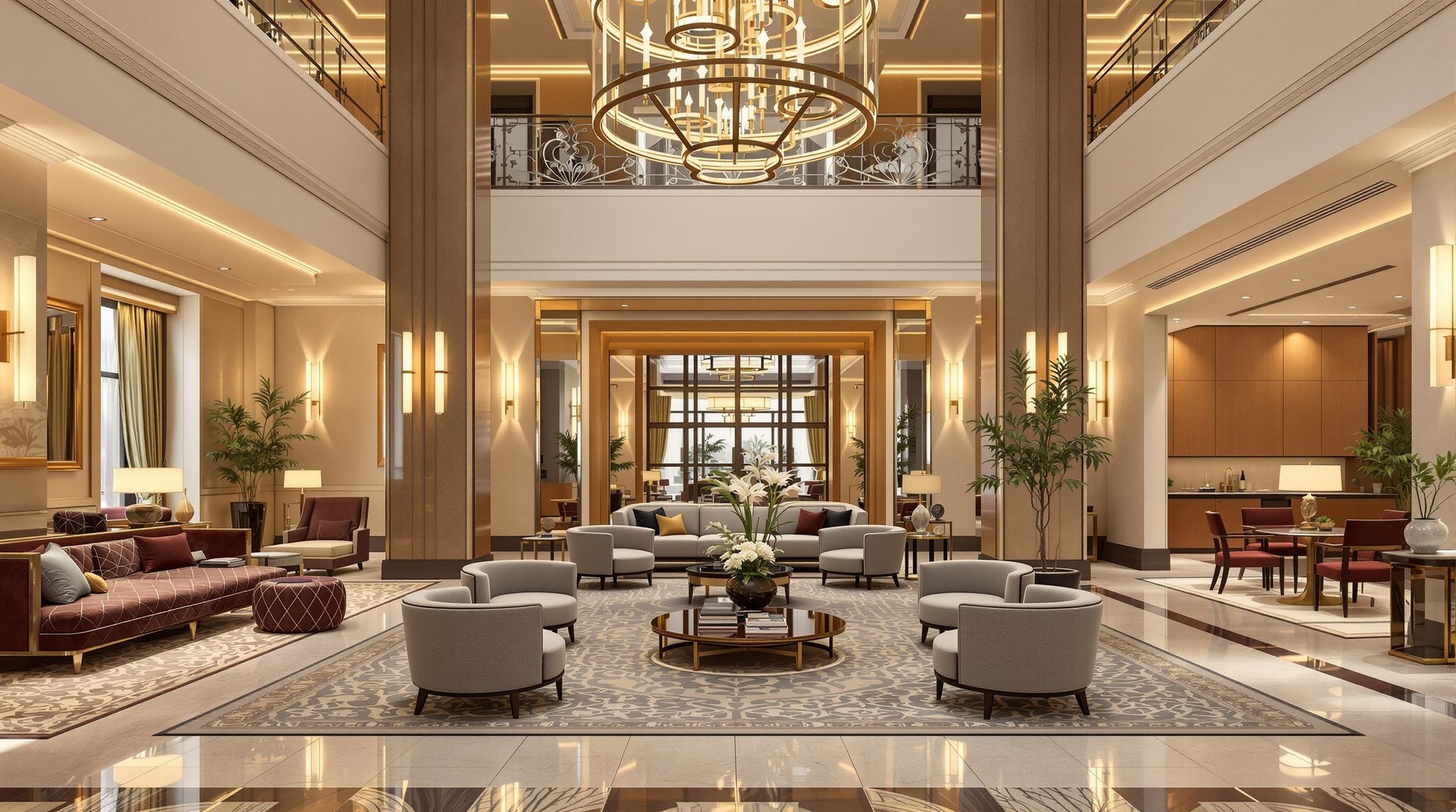 Luxurious hotel lobby interior